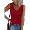 imageArachampampCloz Womens Wool Blend Sweaters Non See Through Double VNeck AllSeason Tank 2025Burgundy Red