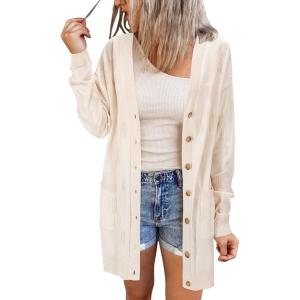 imageArachampampCloz Womens Lightweight Cardigan Sweater Fashion Long Sleeve Summer Casual Outfits with Pocket Cozy CloudsApricot