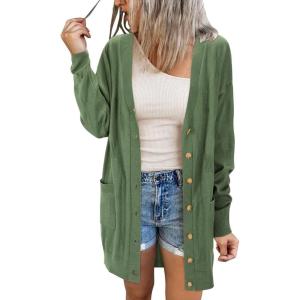 imageArachampampCloz Womens Lightweight Cardigan Sweater Fashion Long Sleeve Summer Casual Outfits with Pocket Cozy CloudsArmy Green