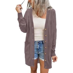 imageArachampampCloz Womens Lightweight Cardigan Sweater Fashion Long Sleeve Summer Casual Outfits with Pocket Cozy CloudsNutmeg