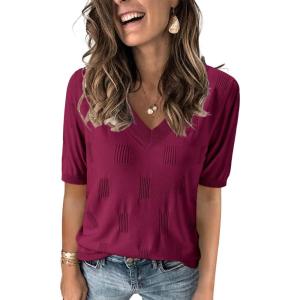 imageArachampampCloz Womens Lightweight Fall Sweater Tops Casual Short Sleeve Blouses ShirtsAzwine