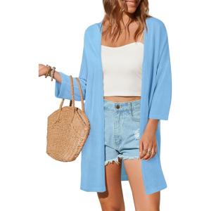 imageArachampampCloz Womens Lightweight Summer Beach Kimonos CardiganLight Blue