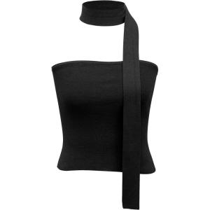 imageArachampampCloz Womens Non See Through 2in1 Y2K Non Slip Fall Scarf Tube Top 2025Black