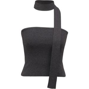 imageArachampampCloz Womens Non See Through 2in1 Y2K Non Slip Fall Scarf Tube Top 2025Dark Grey