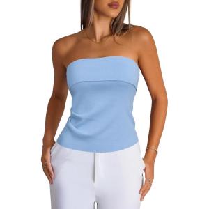 imageArachampampCloz Womens Silk Blend Non See Through Non Slip Fall Fashion Tube Top 2025Blue