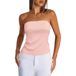 imageArachampampCloz Womens Silk Blend Non See Through Non Slip Fall Fashion Tube Top 2025Light Pink