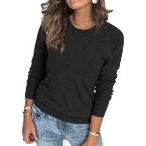 imageArachampampCloz Womens Soft Knit Sweater Fall Dressy Casual Pullover TopsAblack
