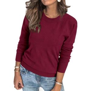 imageArachampampCloz Womens Soft Knit Sweater Fall Dressy Casual Pullover TopsAdark Red