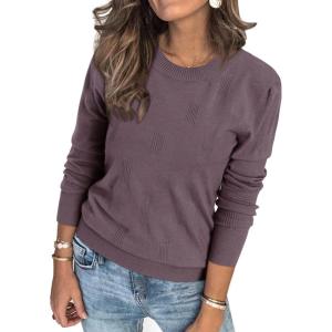 imageArachampampCloz Womens Soft Knit Sweater Fall Dressy Casual Pullover TopsAgray Purple