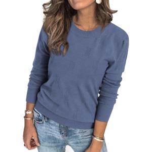 imageArachampampCloz Womens Soft Knit Sweater Fall Dressy Casual Pullover TopsAgrey Blue