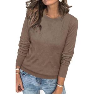imageArachampampCloz Womens Soft Knit Sweater Fall Dressy Casual Pullover TopsAheather Coffee