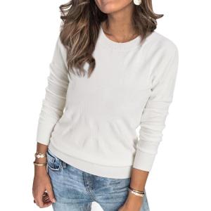 imageArachampampCloz Womens Soft Knit Sweater Fall Dressy Casual Pullover TopsAoff White