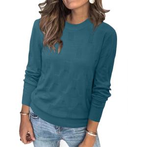 imageArachampampCloz Womens Soft Knit Sweater Fall Dressy Casual Pullover TopsApeacock Blue