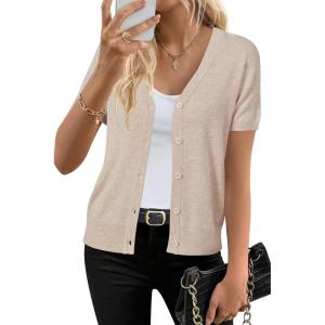 imageArachampampCloz Womens Wool Blend Business Casual Cardigan Sweaters 2025Apricot