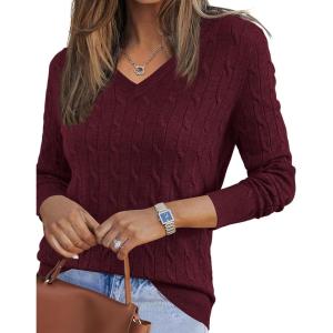 imageArachampampCloz Womens Wool Blend Fall Sweaters Business Casual OutfitsCablewine Red