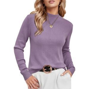 imageArachampampCloz Womens Wool Blend Fall Sweaters Mock Neck Business Casual OutfitsApurple