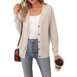 imageArachampampCloz Womens Wool Blend Lightweight Fall Business Casual Cardigan SweatersApricot