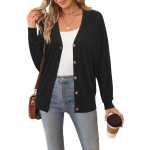 imageArachampampCloz Womens Wool Blend Lightweight Fall Business Casual Cardigan SweatersBlack