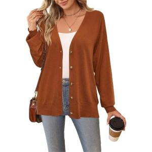 imageArachampampCloz Womens Wool Blend Lightweight Fall Business Casual Cardigan SweatersCaramel Red