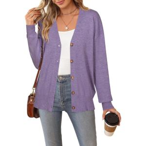 imageArachampampCloz Womens Wool Blend Lightweight Fall Business Casual Cardigan SweatersElegant Purple