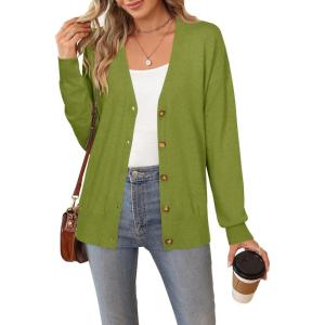 imageArachampampCloz Womens Wool Blend Lightweight Fall Business Casual Cardigan SweatersGrass Green