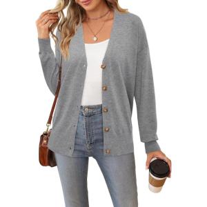 imageArachampampCloz Womens Wool Blend Lightweight Fall Business Casual Cardigan SweatersGray