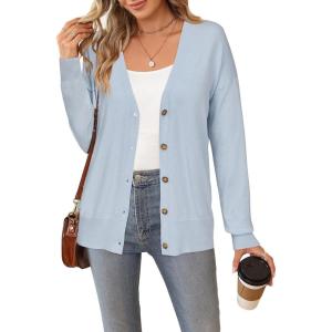 imageArachampampCloz Womens Wool Blend Lightweight Fall Business Casual Cardigan SweatersLight Blue