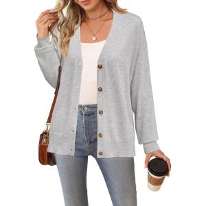 imageArachampampCloz Womens Wool Blend Lightweight Fall Business Casual Cardigan SweatersLight Gray