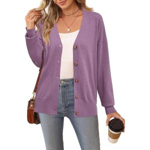 imageArachampampCloz Womens Wool Blend Lightweight Fall Business Casual Cardigan SweatersPurple