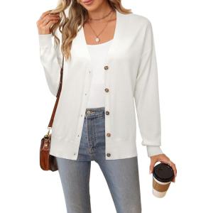imageArachampampCloz Womens Wool Blend Lightweight Fall Business Casual Cardigan SweatersWhite