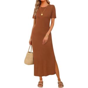 imageArachampampCloz Womens Wool Blend Lightweight Fall Casual T Shirts Maxi Dress 2025Caramel