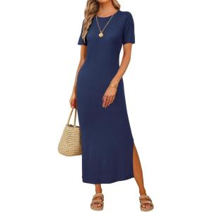 imageArachampampCloz Womens Wool Blend Lightweight Fall Casual T Shirts Maxi Dress 2025Navy