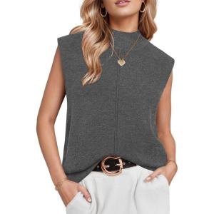 imageArachampampCloz Womens Wool Blend Mock Neck Sweaters Vest Business Casual Trendy Tops Fall Outfits 2025Dark Grey