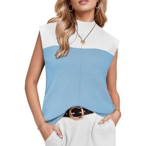 imageArachampampCloz Womens Wool Blend Mock Neck Sweaters Vest Business Casual Trendy Tops Fall Outfits 2025Dusty Blue5064