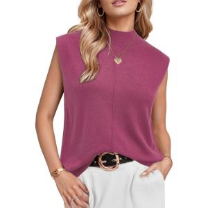 imageArachampampCloz Womens Wool Blend Mock Neck Sweaters Vest Business Casual Trendy Tops Fall Outfits 2025Rose