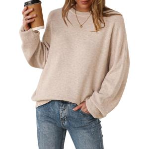 imageArachampampCloz Womens Wool Blend Oversized Sweaters Crewneck Casual Fall Outfits Fashion TopsApricot