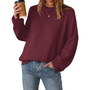 imageArachampampCloz Womens Wool Blend Oversized Sweaters Crewneck Casual Fall Outfits Fashion TopsBurgundy