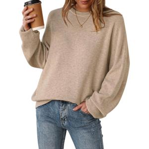 imageArachampampCloz Womens Wool Blend Oversized Sweaters Crewneck Casual Fall Outfits Fashion TopsOatmeal