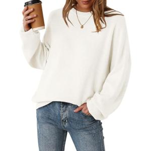 imageArachampampCloz Womens Wool Blend Oversized Sweaters Crewneck Casual Fall Outfits Fashion TopsWhite