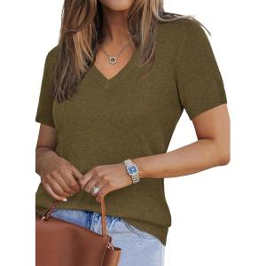 imageArachampampCloz Womens Wool Blend Summer Fall Tops Lightweight Business Casual BlousesBrown Green