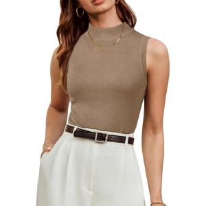 imageArachampampCloz Womens Wool Blend Sweater Soft Turtleneck AllSeason Casual Tank 2025Camel