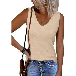 imageArachampampCloz Womens Wool Blend Sweaters Non See Through Double VNeck AllSeason Tank 2025Khaki