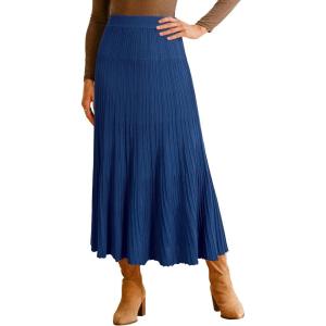 imageArachampampCloz Womens Wool Blend Wide Elastic Band ALine Pleated Flowy Long Skirts 2025Navy