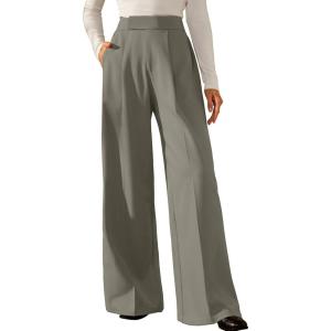 imageArachampampCloz Womens WrinkleFree Pleated Business Wide Leg Pants Fall 2025Gray Mocha