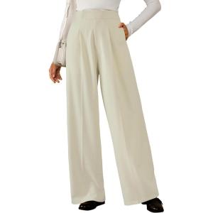 imageArachampampCloz Womens WrinkleFree Pleated Business Wide Leg Pants Fall 2025Offwhite