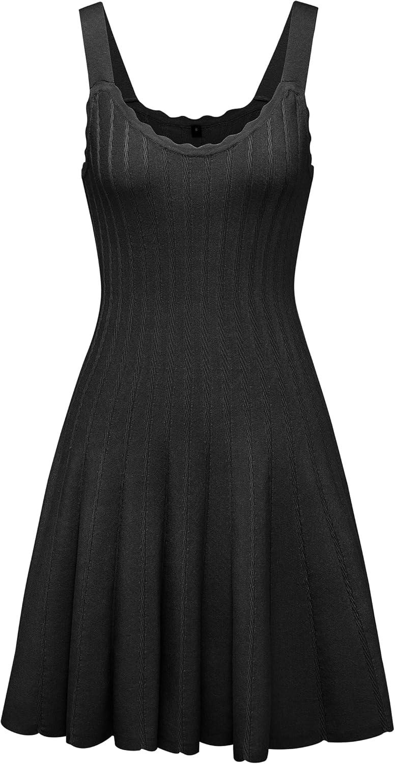 imageArachampampCloz Womens 2025 Summer Dresses Knitted Sleeveless Spring Casual Flowy A Line Beach Vacation Mini SundressBlack