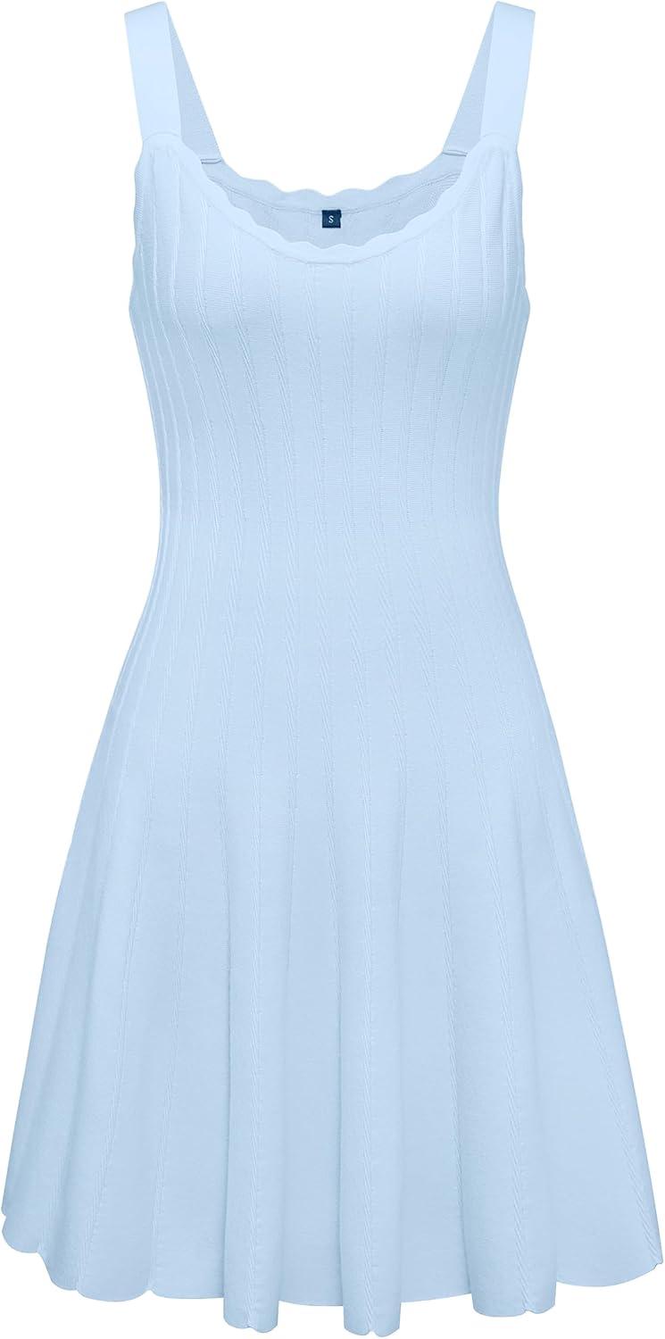imageArachampampCloz Womens 2025 Summer Dresses Knitted Sleeveless Spring Casual Flowy A Line Beach Vacation Mini SundressLight Blue
