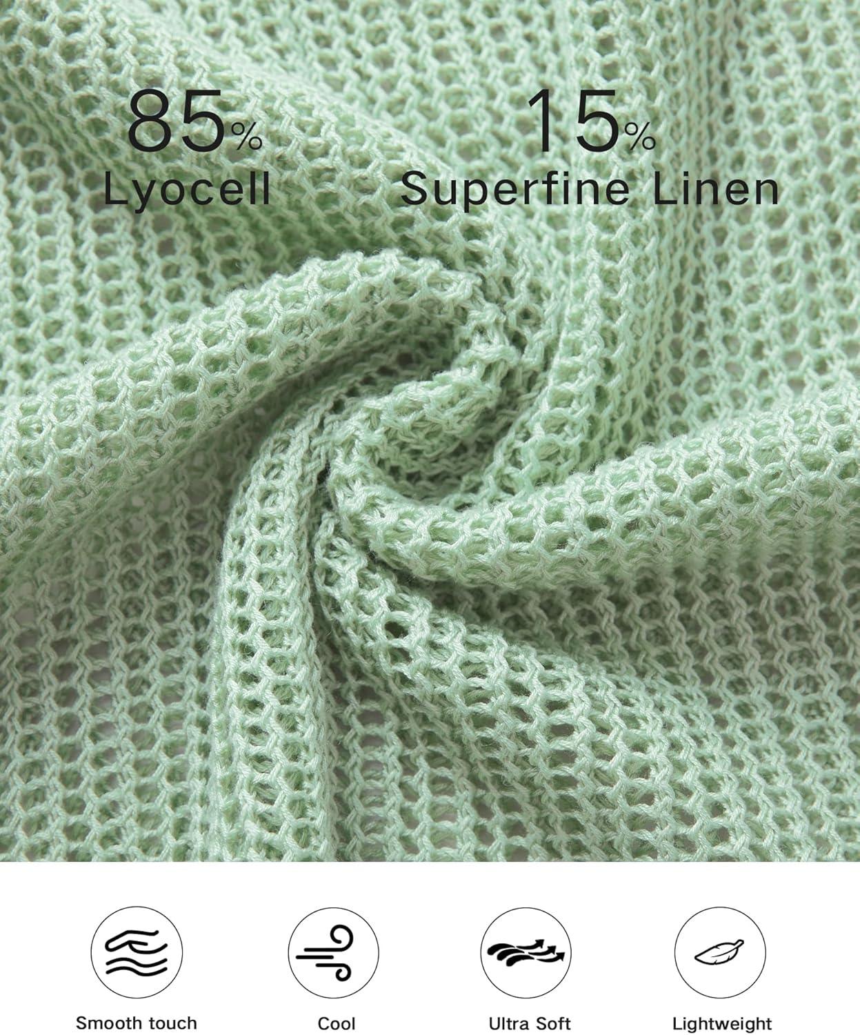 imageArachampampCloz Womens Linen Summer Fall Lightweight Crochet Tops Beach Cover Up 2025Green