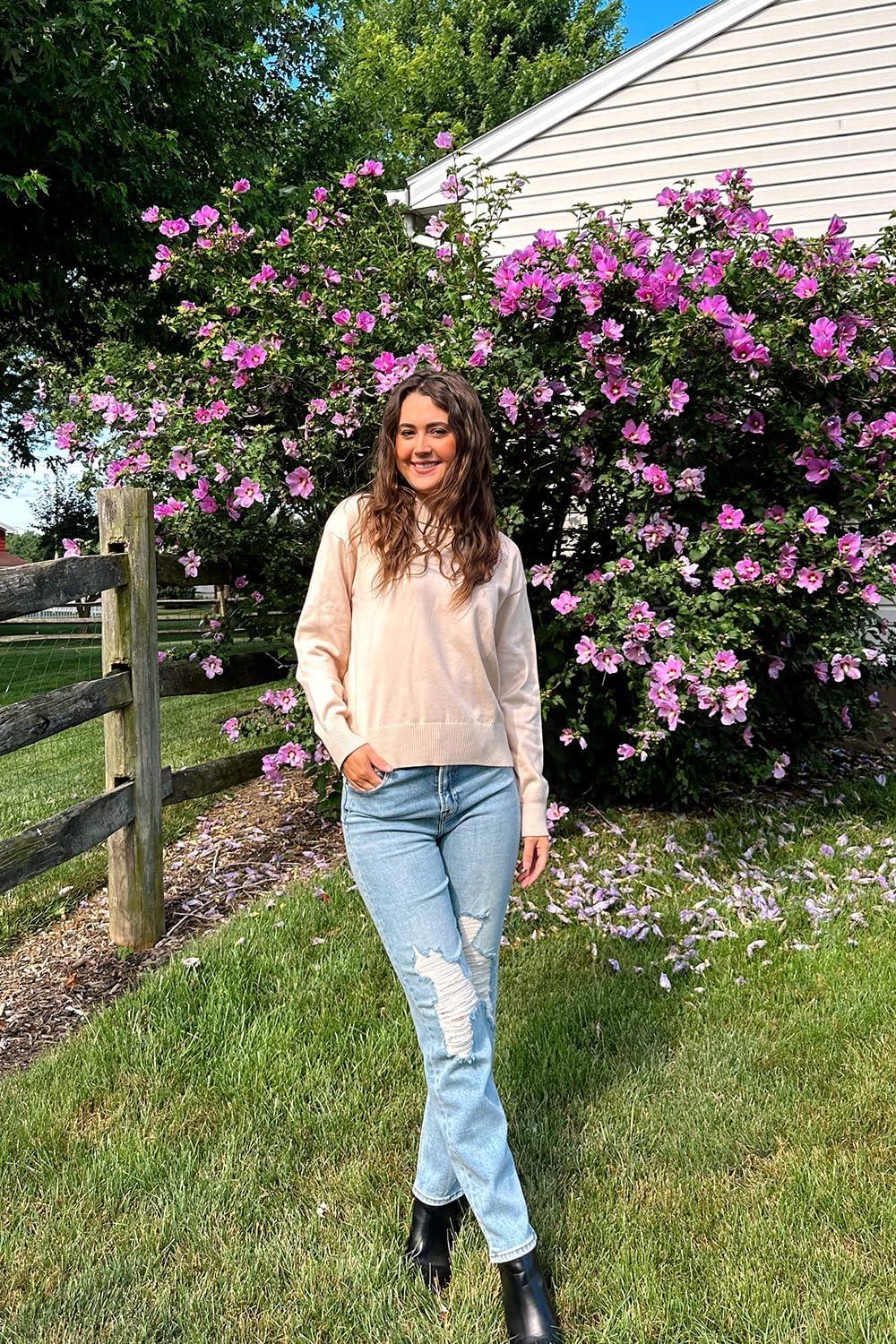 imageArachampampCloz Womens Swaters 2024 Fall Fashion Outfits Long Sleeve Crewneck Knit Tops Ruffle Casual TShirts Cute Tees BlousesApricot3174