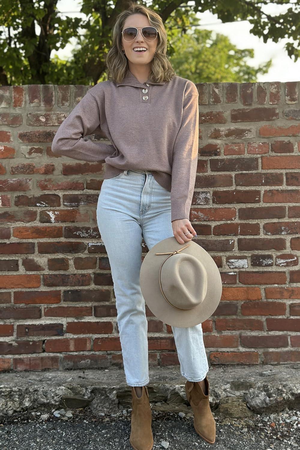 imageArachampampCloz Womens Swaters 2024 Fall Fashion Outfits Long Sleeve Crewneck Knit Tops Ruffle Casual TShirts Cute Tees BlousesKhaki3174